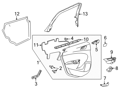 2013 Buick Verano Molding, Rear Side Door Window Frame Garnish<See Guide Diagram for 22896074