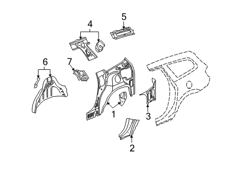 2008 Buick Enclave Panel Assembly, Quarter Inner Upper Diagram for 22832497