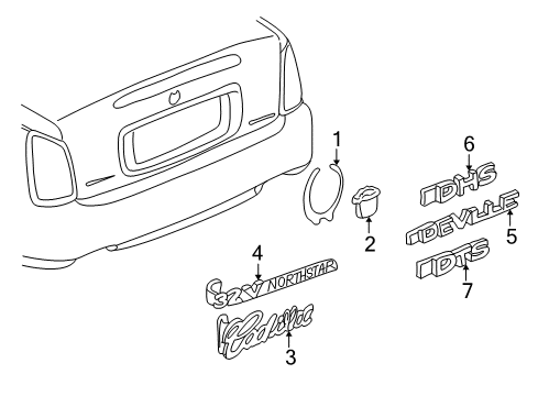 2004 Cadillac DeVille Plate,Rear Compartment Lid Vehicle Name Diagram for 10334040