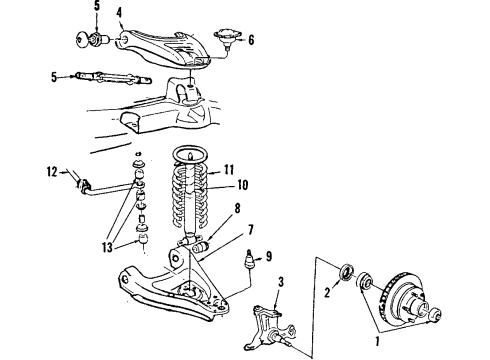 1984 Chevy Monte Carlo Front Suspension, Control Arm Diagram 1 - Thumbnail