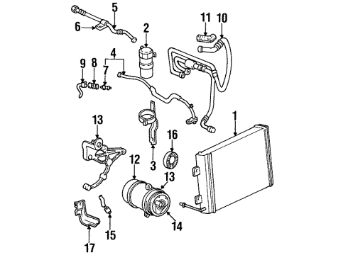 2002 Pontiac Firebird A/C Condenser, Compressor & Lines Diagram 1 - Thumbnail