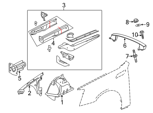 2013 Cadillac CTS Structural Components & Rails Diagram 2 - Thumbnail