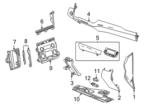 2021 GMC Yukon Panel Assembly, I/P Lwr Ctr Tr *Jet Black Diagram for 84312143