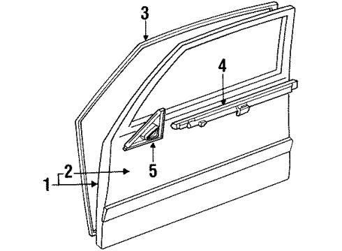 1988 Buick Skylark S/Strip Section Front Door Window @ Blt *Black Diagram for 20578438