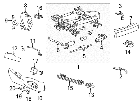 2014 Cadillac XTS Cover, Passenger Seat Outer Adjuster Trk Rear Finish *V Light Platnum Diagram for 22840598