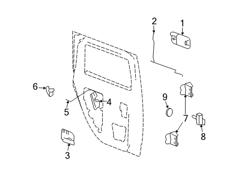 2004 Hummer H2 Rear Side Door Lock Assembly Diagram for 15816391