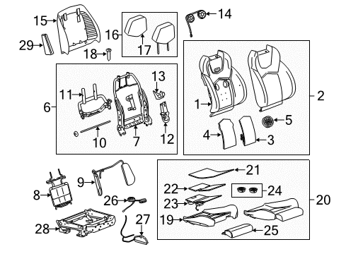 2014 Cadillac CTS Heater Assembly, P&Driver Seat Cushion Diagram for 25994411