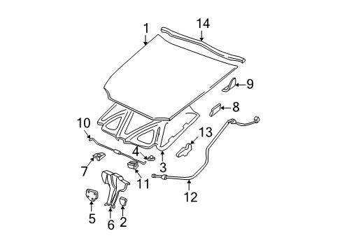 1999 Chevy Malibu Hood & Components Diagram