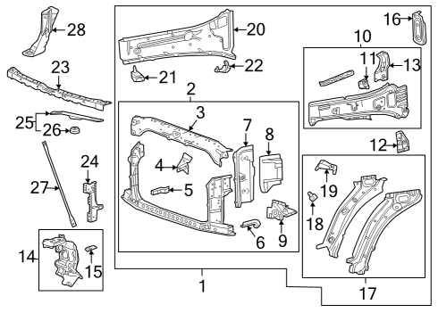 2021 GMC Yukon Reinforcement Assembly, F/Cmpt Frt S/Rl Diagram for 84508645