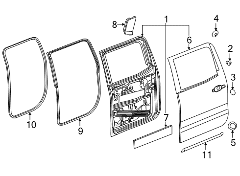 2020 Chevy Silverado 1500 Rear Door, Body Diagram 1 - Thumbnail