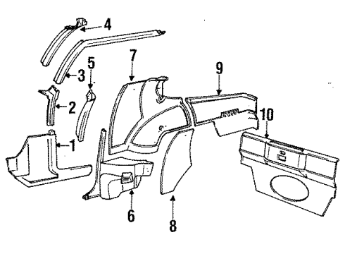 1992 Pontiac Firebird Panel, Quarter Lower Trim Finish *Black Diagram for 10095278