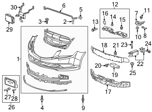 2016 Buick LaCrosse Guide,Front Bumper Fascia Diagram for 90922459