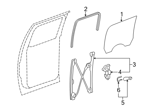 2010 Chevy Silverado 2500 HD Rear Door - Glass & Hardware Diagram 1 - Thumbnail