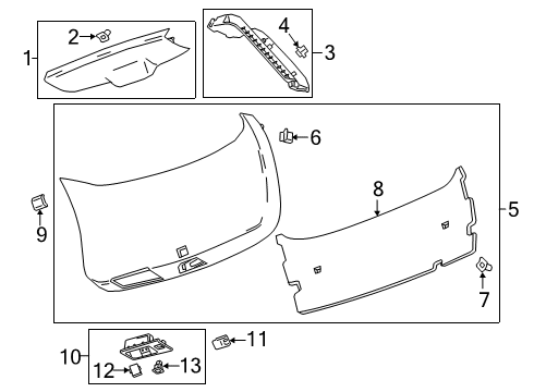 2021 Cadillac XT4 Panel Assembly, L/Gate Upr Ctr Tr Fin *Black Diagram for 84611895