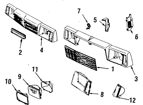 1985 Buick Skylark Ornament Asm,Front End Panel Diagram for 25512242