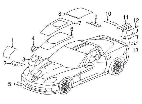 2013 Chevy Corvette Decal, Rear Compartment Lid *Silver Diagram for 22916375