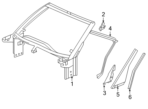 2018 Chevy Corvette Windshield Header & Components, Exterior Trim Diagram