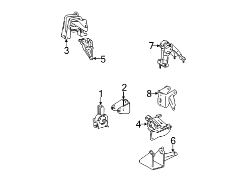 2005 Pontiac Vibe Engine & Trans Mounting Diagram 2 - Thumbnail