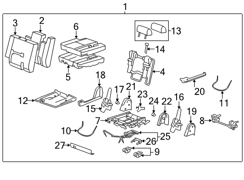 2008 GMC Yukon Cover,Rear Seat #2 Cushion *Light Cashmere Diagram for 25928502