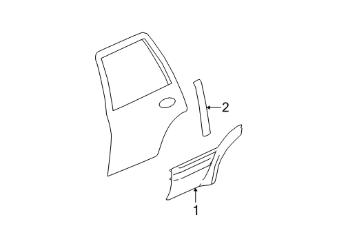 2003 Oldsmobile Bravada Exterior Trim - Rear Door Diagram