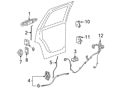 2007 GMC Yukon XL 1500 Handle Assembly, Rear Side Door Outside Black Base, Plate Ch*Paint To Mat Diagram for 15930553