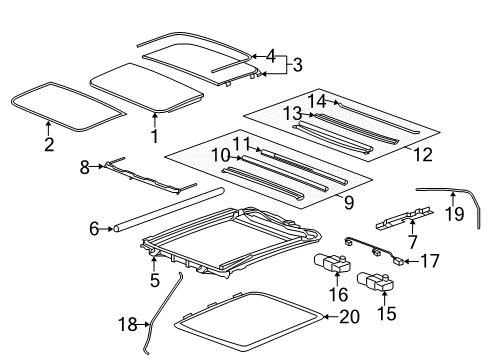 2009 Cadillac CTS Molding Assembly, Sun Roof Panel/Window Garnish *Light Cashmere Diagram for 25949119