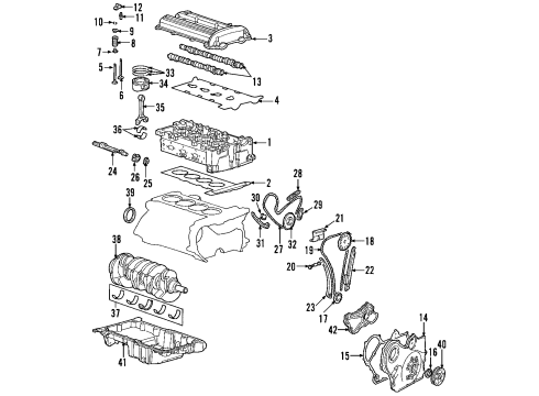 2009 Pontiac G5 Engine Parts, Mounts, Cylinder Head & Valves, Camshaft & Timing, Oil Pan, Balance Shafts, Crankshaft & Bearings, Pistons, Rings & Bearings Diagram