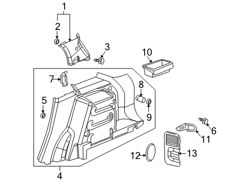 2006 Chevy Equinox Interior Trim - Quarter Panels Diagram