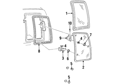 1994 Chevy C2500 Window Assembly, Body Side <Use 1C4J Diagram for 15012648