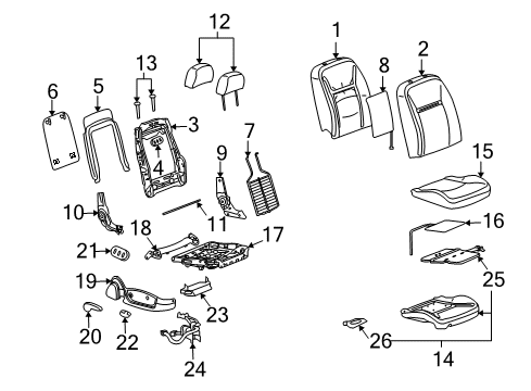 2010 Chevy Impala Passenger Seat Components Diagram 1 - Thumbnail