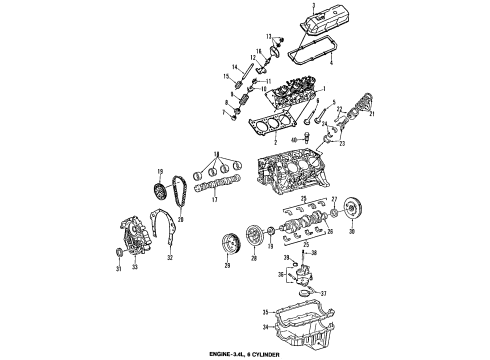 1993 Pontiac Firebird Balancer Assembly, Crankshaft Diagram for 10146863