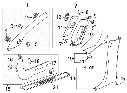 2021 Chevy Trax Clip,Windshield Upper Garnish Molding Diagram for 11549411