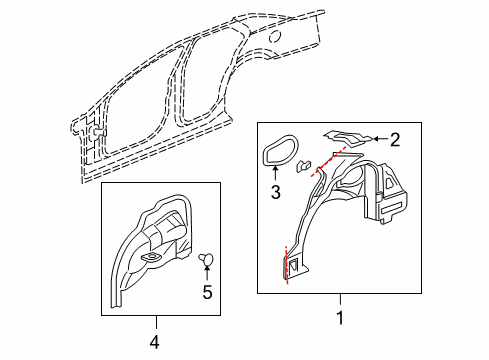 2009 Cadillac STS Panel Asm,Rear Wheelhouse Outer (RH) Diagram for 89022979