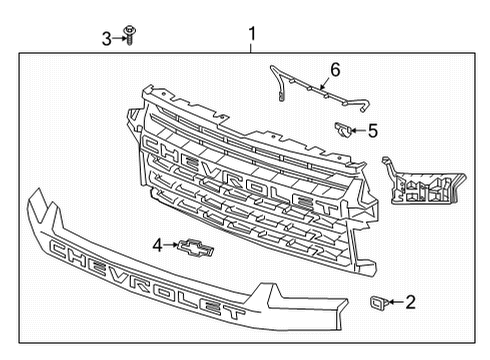 2021 Chevy Silverado 2500 HD Grille & Components Diagram 4 - Thumbnail