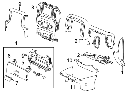 2020 GMC Sierra 1500 Cluster & Switches, Instrument Panel Diagram