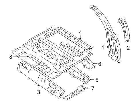 1999 Chevy Tracker Panel,Rear Floor (On Esn) Diagram for 30021089