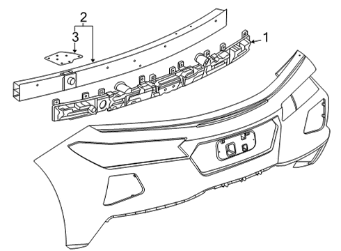 2020 Chevy Corvette Absorber, Rear Bpr Fascia Engy Diagram for 23429091