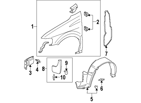 2004 Oldsmobile Silhouette Fender & Components, Exterior Trim Diagram