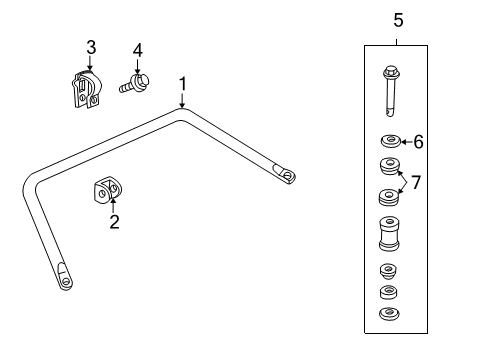 2002 Cadillac DeVille Rear Suspension Components, Upper Control Arm, Stabilizer Bar Diagram 3 - Thumbnail