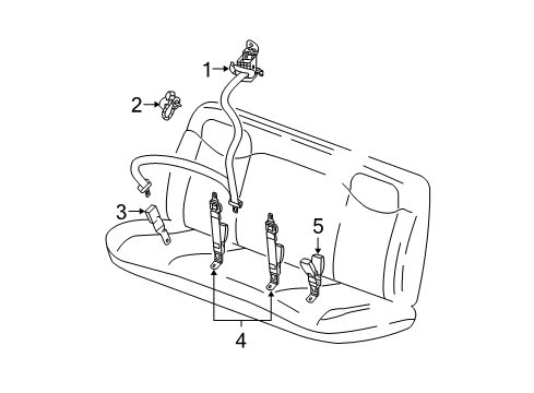 2013 GMC Savana 2500 Rear Seat Belt Kit #3 (Buckle Side) *Pewter Diagram for 19300345