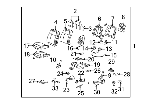 2009 Hummer H3T Driver Seat Components Diagram