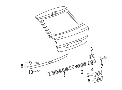 2006 Chevy Malibu Exterior Trim - Lift Gate Diagram