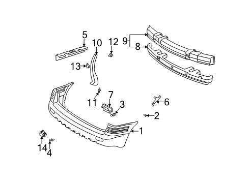 2001 Pontiac Montana Shield Assembly, Rear Bumper Fascia Splash Diagram for 10433010