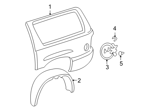 2002 Cadillac Escalade Quarter Panel & Components Diagram