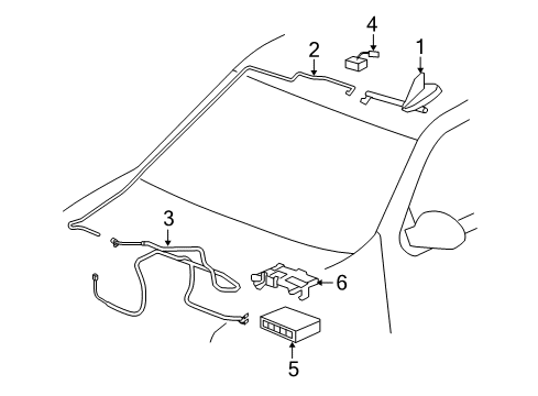 2009 GMC Yukon Antenna Assembly, Digital Radio & Mobile Telephone & Vehicle Diagram for 25815079