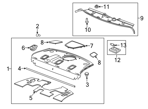 2015 Cadillac ATS Trim Assembly, Rear Window Panel *Black Diagram for 23492094