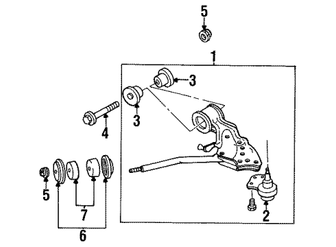 1993 Cadillac Allante Front Suspension Components, Lower Control Arm, Ride Control, Stabilizer Bar Diagram