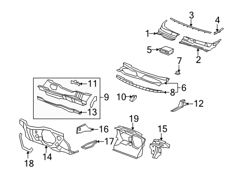 2009 Saturn Vue Cowl Diagram 1 - Thumbnail