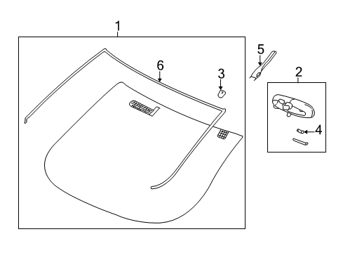 2004 Pontiac Aztek Windshield Glass, Reveal Moldings Diagram