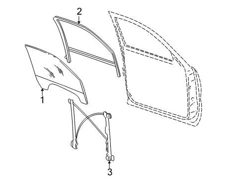 2006 Cadillac Escalade EXT Front Door - Glass & Hardware Diagram